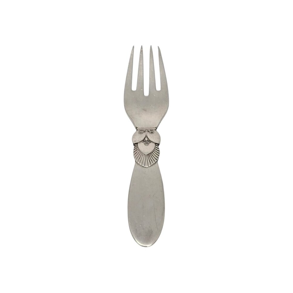 Georg Jensen Denmark Cactus Sterling Silver Baby Fork w/Mono #19469